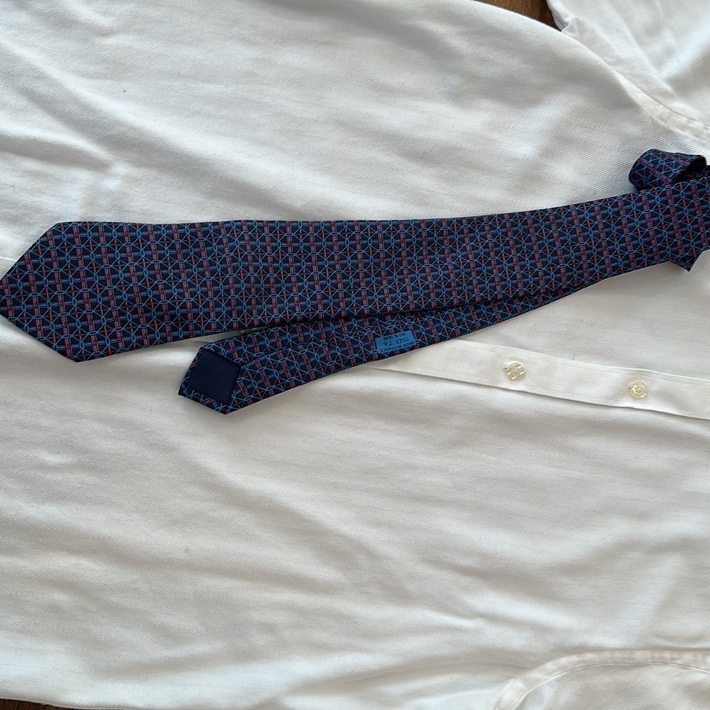 Hermès Vintage Silk Tie Blue - Picture 6 of 9